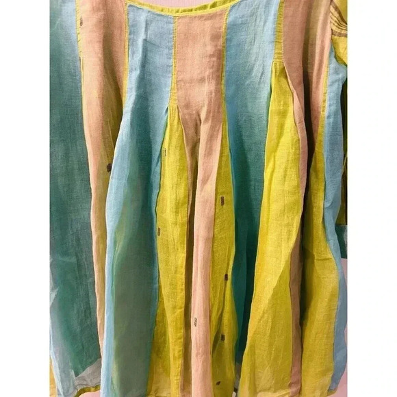 Rangali Vintage Blue Green Flowy Handmade Cottagecore Boho Top Blouse Small - Picture 4 of 6